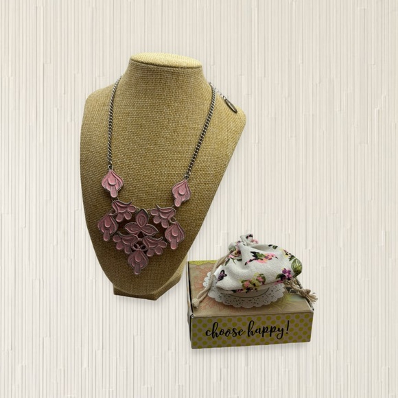 Retired PreOwned Plunder “Sue” Statement Necklace Soft Pink 18”-21” Box and Bag - Picture 1 of 16